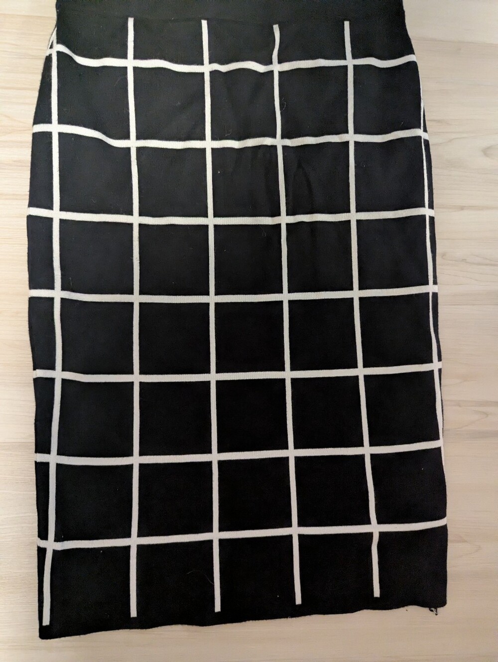 Rina Rossi Black Pencil Skirt with White Grid